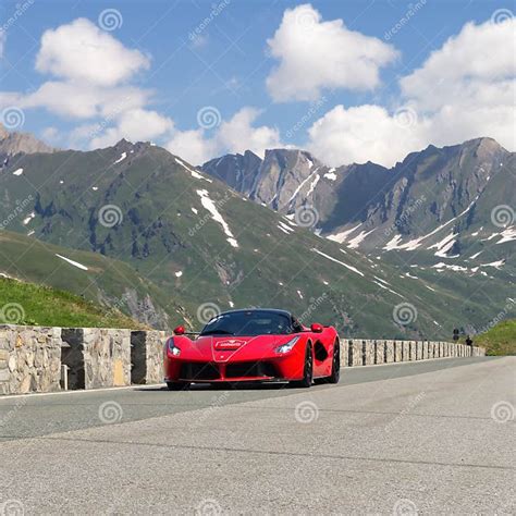 Ferrari 488 In Transit On The Piccolo San Bernardo Pass During The