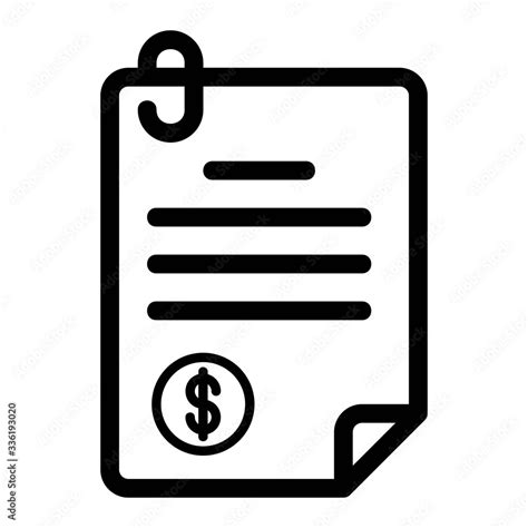 Bank Receipt Icon In Line Style Sales Accounting Report Income