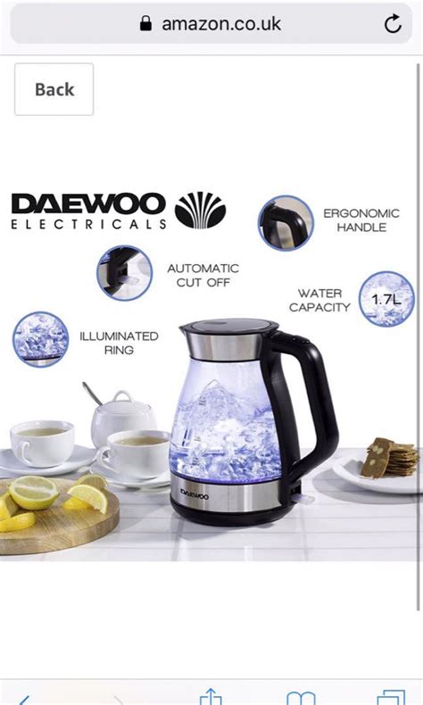 Daewoo Sda Illuminating Led Glass Kettle With Degree Rotational