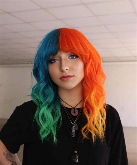 40 Crazy Hair Colour Ideas To Try In 2022 Half Warm Half Cool Hair