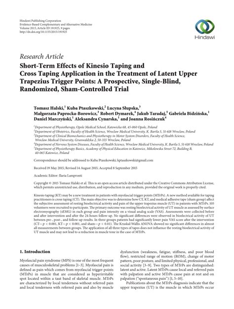 Pdf Short Term Effects Of Kinesio Taping And Cross Taping Application