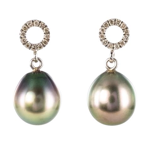 Boucles D Oreilles Perles De Tahiti Diamants Bijou Moderne Bijouxbaume