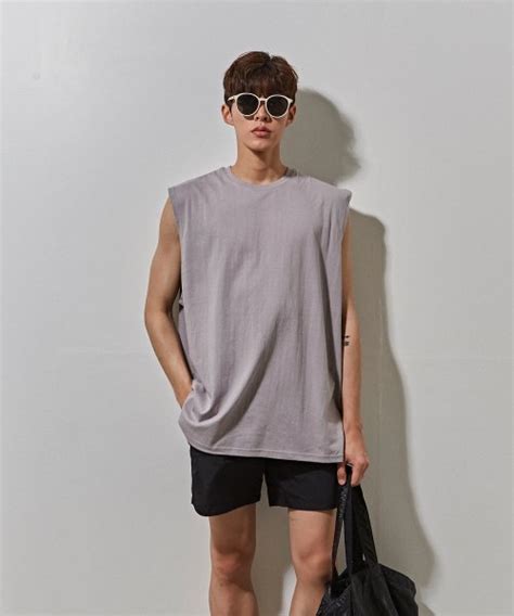 MUSINSA ABON Men Summer Over Box Tank Top Gray