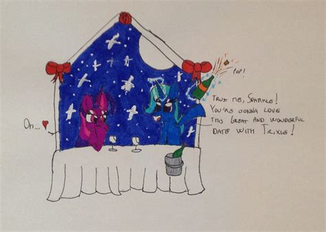 Safe Artist Frollo Trixie Twilight Sparkle Date Female Lesbian Shipping