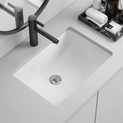 Dowell Undermount Rectangular White Ceramic Lavatory Sink Bathroom