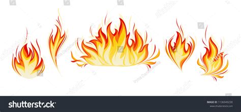 Cartoon Fire Flames Vector Set Ignition 库存矢量图（免版税）1136949230 Shutterstock