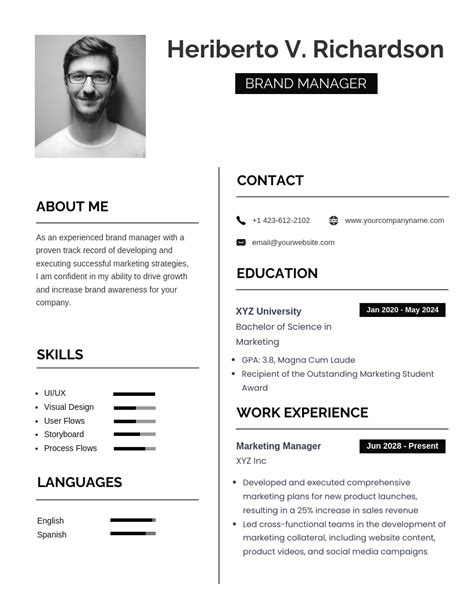 Black And White Simple Minimalist Picture Monochrome Resume