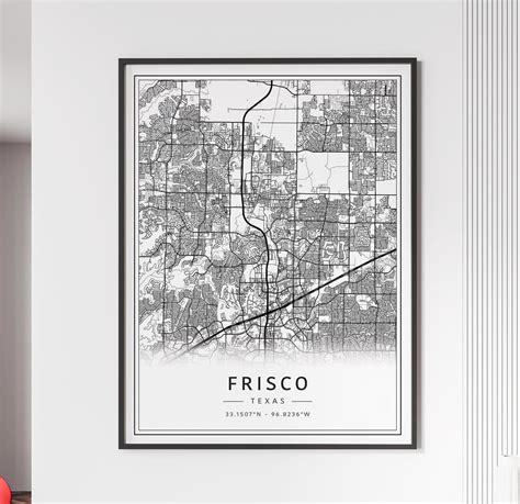 Frisco TX Street Map Print Acrylic Frisco City Map Print Canvas Frisco ...