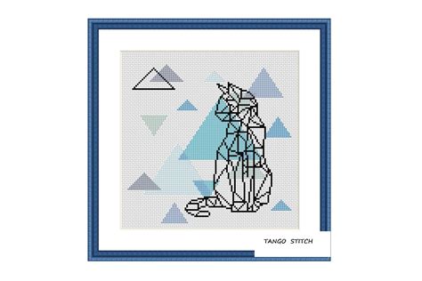 Geometric Cat Cross Stitch Pattern Graphic By Tango Stitch · Creative Fabrica