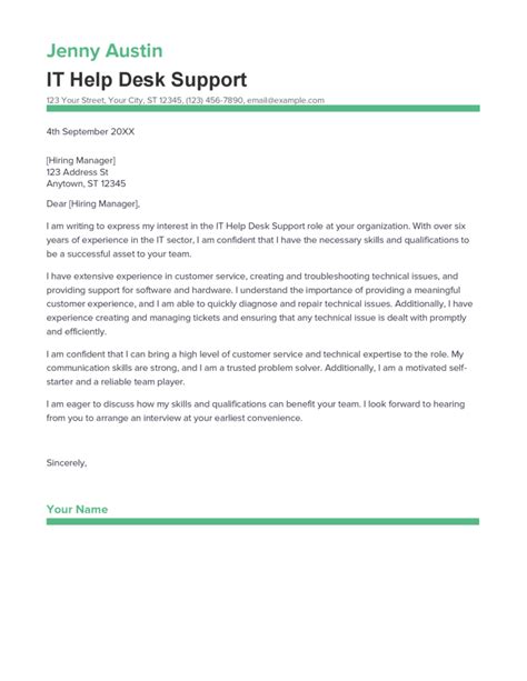 Best It Help Desk Support Cover Letter Example For 2023