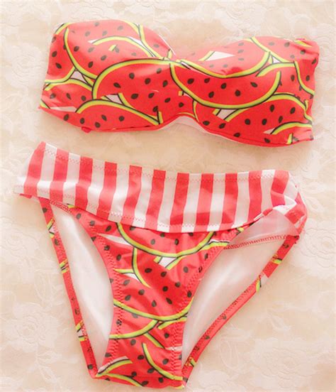 Watermelon Striped Bikini Sexy Swimsuit On Luulla