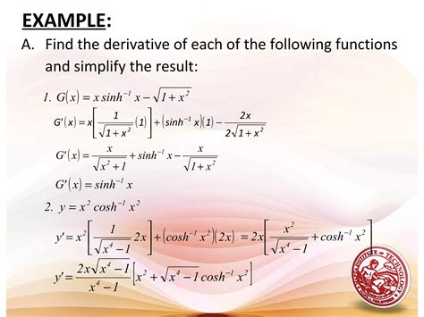 Lesson Derivative Of Inverse Hyperbolic Functions Ppt