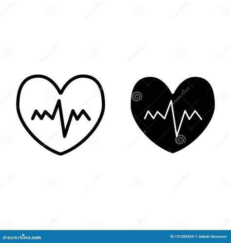 Heartbeat Line And Glyph Icon Pulse Vector Illustration Isolated On