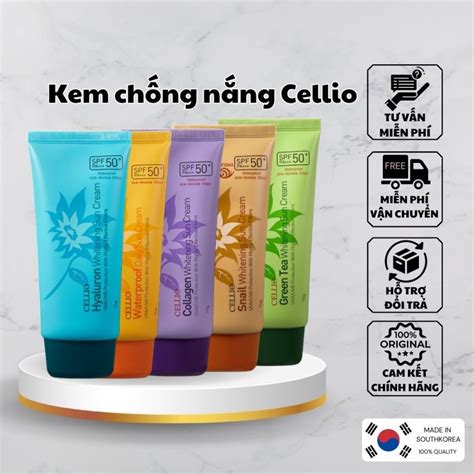 Kem chống nắng Cellio Hàn Quốc SPF 50 PA+++ Green Tea, Collagen ...