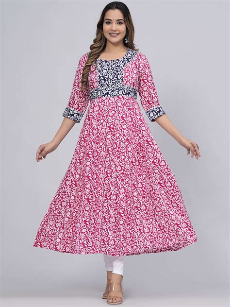 Buy Sanganeri Kurti Ethnic Motif Printed Anarkali Kurta Kurtas For