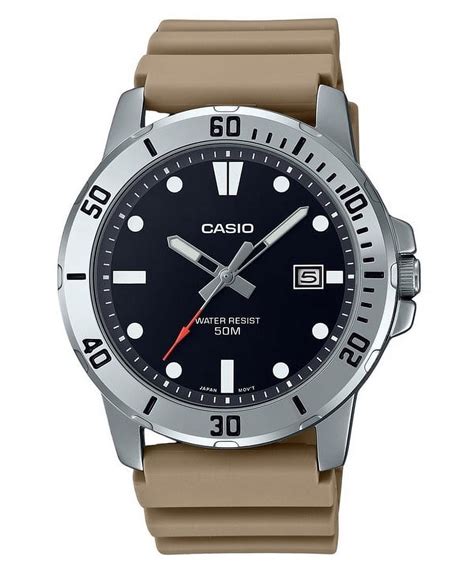 Casio Standard Analog Beige Resin Strap Black Dial Quartz Mtp Vd E