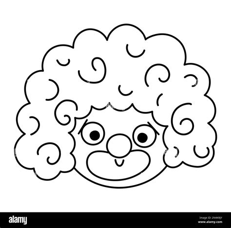 Vector black and white clown face. Circus artist avatar outline clipart ...