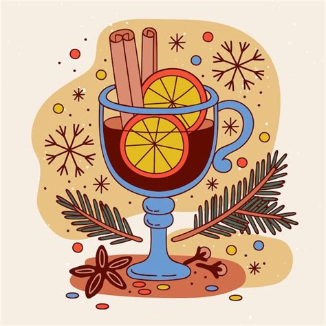 Premium Vector Hand Drawn Christmas Hot Chocolate Illustration