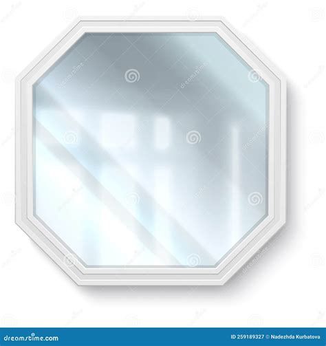 Realistic Mirror 3d Reflective Glass Surface In Frame Geometric Polygonal Shape Hanging On