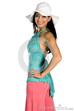 White Hat Latina Royalty Free Stock Image Image