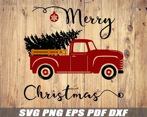 Weihnachten Lkw Mit Tanne Svg Frohe Weihnachten Svg Santa Etsy