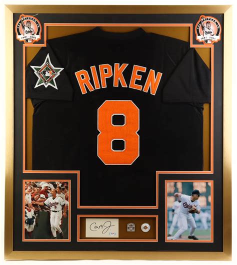 Cal Ripken Jr Signed Orioles Custom Framed Cut Display With Jersey