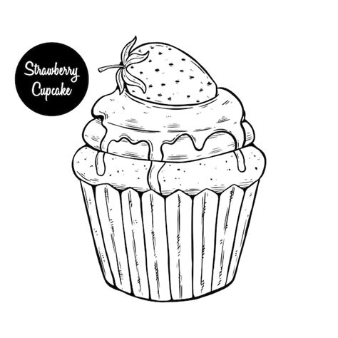 Dibujado A Mano Fresa Cupcake Vector Ilustraci N Boceto Estilo Vintage