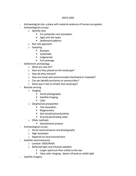 ANTH 2302 Survey ANTH 2302 Archaeological Site A Place With