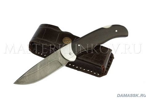 Нож складной из дамасской стали "Клык", рукоять - венге #венге