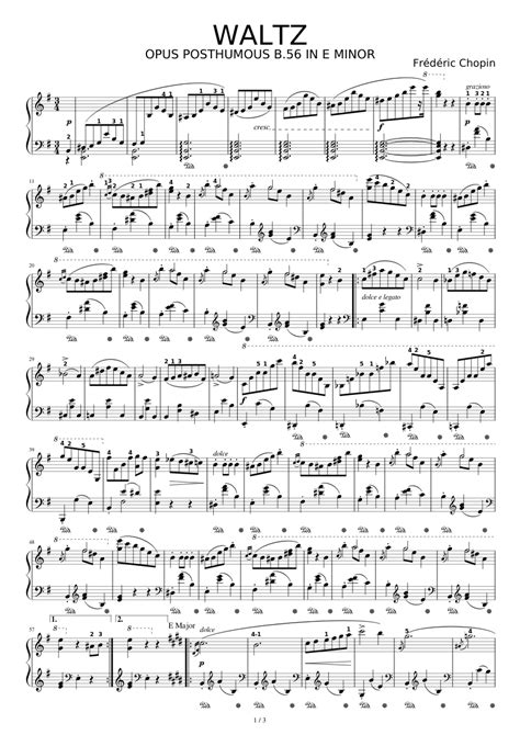 Waltz In E Minor B56 Frédéric Chopin 1810 1849 Sheet Music For Piano Solo