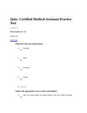 Cma Quiz Docx Quiz Certified Medical Assistant Practice Test By