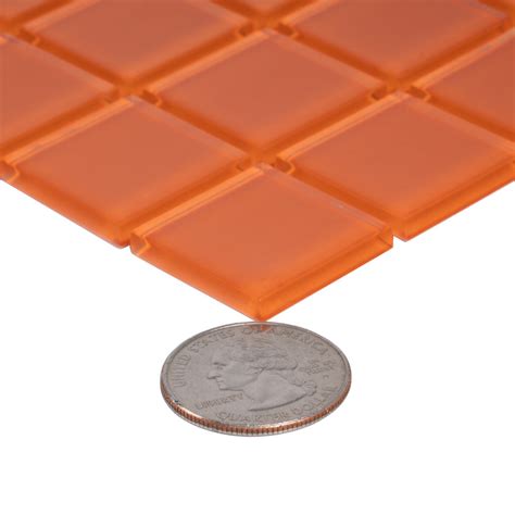 Shop 12x12 1x1 Orange Matte Finished Glass Mosaic Tile Orange Polished Tile Orange Glass