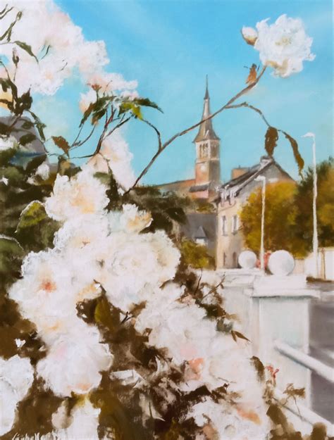 Les roses blanches à Matignon Isabelle Douzamy artiste peintre