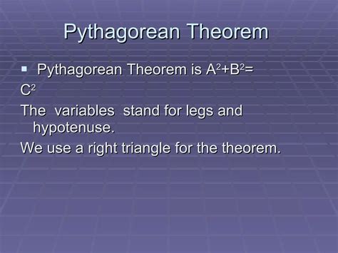 Pythagorean Theorem And Distance Formula Ppt