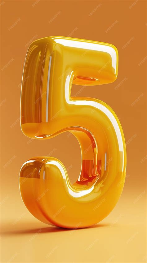Premium Photo | A yellow number 5 with orange background and a yellow ... 
