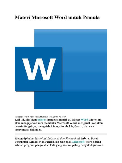 Materi Microsoft Word Untuk Pemula Pdf