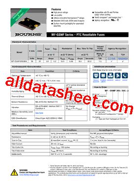 MF GSMF Datasheet PDF Bourns Electronic Solutions