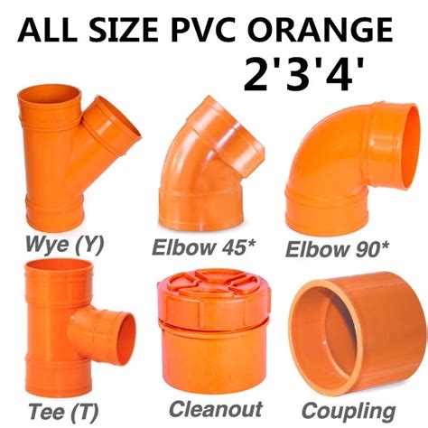 PVC ORANGE SANITARY FITTINGS ELBOW WYE COUPLING CLEANOUT Shopee