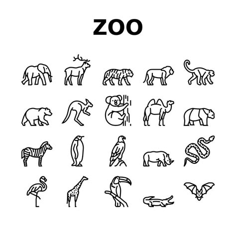 Zoo Animals, Birds And Snakes Icons Set Vector 10220723 Vector Art at ...