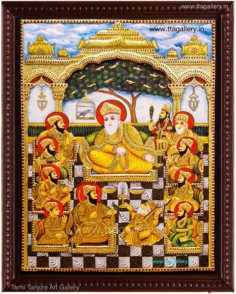 Guru Nanak Antique Finish Semi Embossed Tanjore Painting