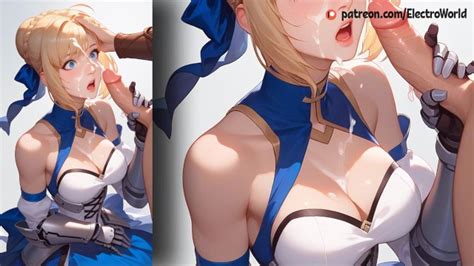 Saber Fate 用她的腿帮她的情人手淫