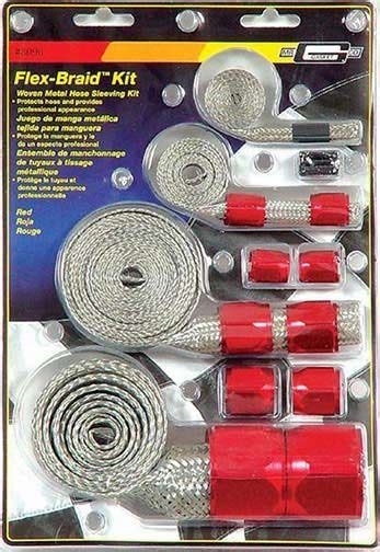 Stainless Steel Braided Hose Sleeving Kit With Red Ends Mr Gasket 8090