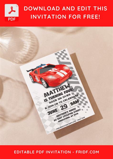 Easily Edit PDF Invitation Hot Wheels Showdown Birthday Invitation