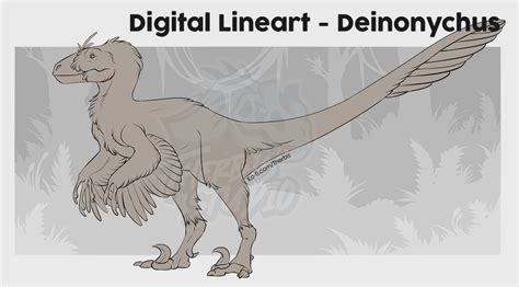 Deinonychus - Lineart by Therbis on DeviantArt