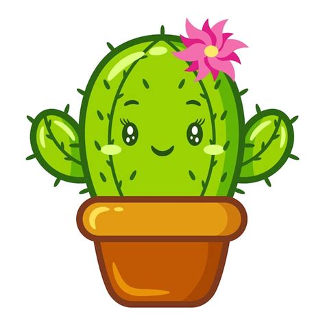 Lindo Dibujo De Cactus Pegatina Vector Premium