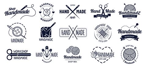 Handmade badges. Hipster craft badge, vintage workshop labels and handcraft logo vector ...