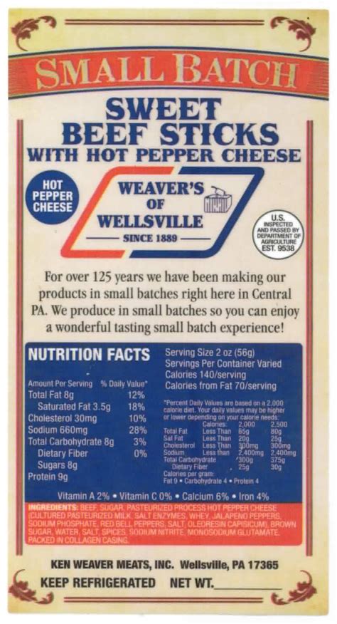 Sweet Beef Sticks With Hot Pepper Cheese Weaver S Of Wellsville