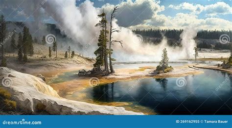 AI Generated Hot Springs In A Pool Of Water In A Crater Royalty Free Stock Photography