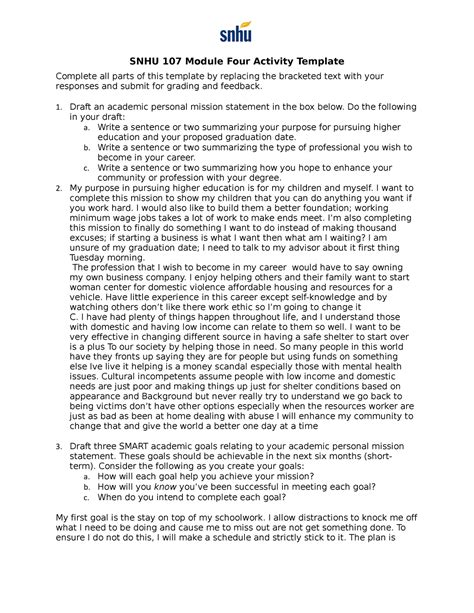 Snhu Module Four Activity Template Snhu Module Four Activity