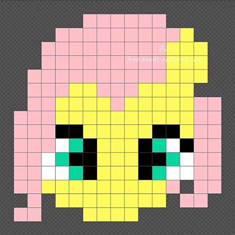 Fluttershy My Little Pony Hama Beads Midi 15x15 Pixel Art Pattern